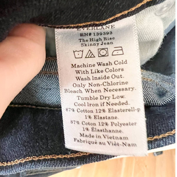 EVERLANE Women's Dark Wash Five Pocket The High Rise Skinny Jeans size 27R - Picture 5 of 6